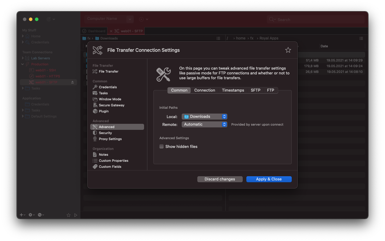 File Transfer: Advanced Settings