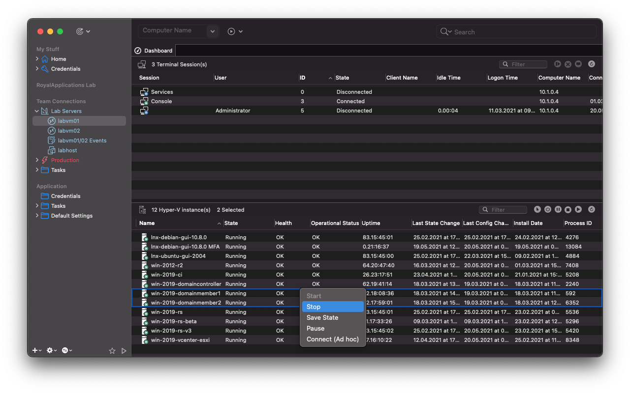 Hyper-V: Dashboard