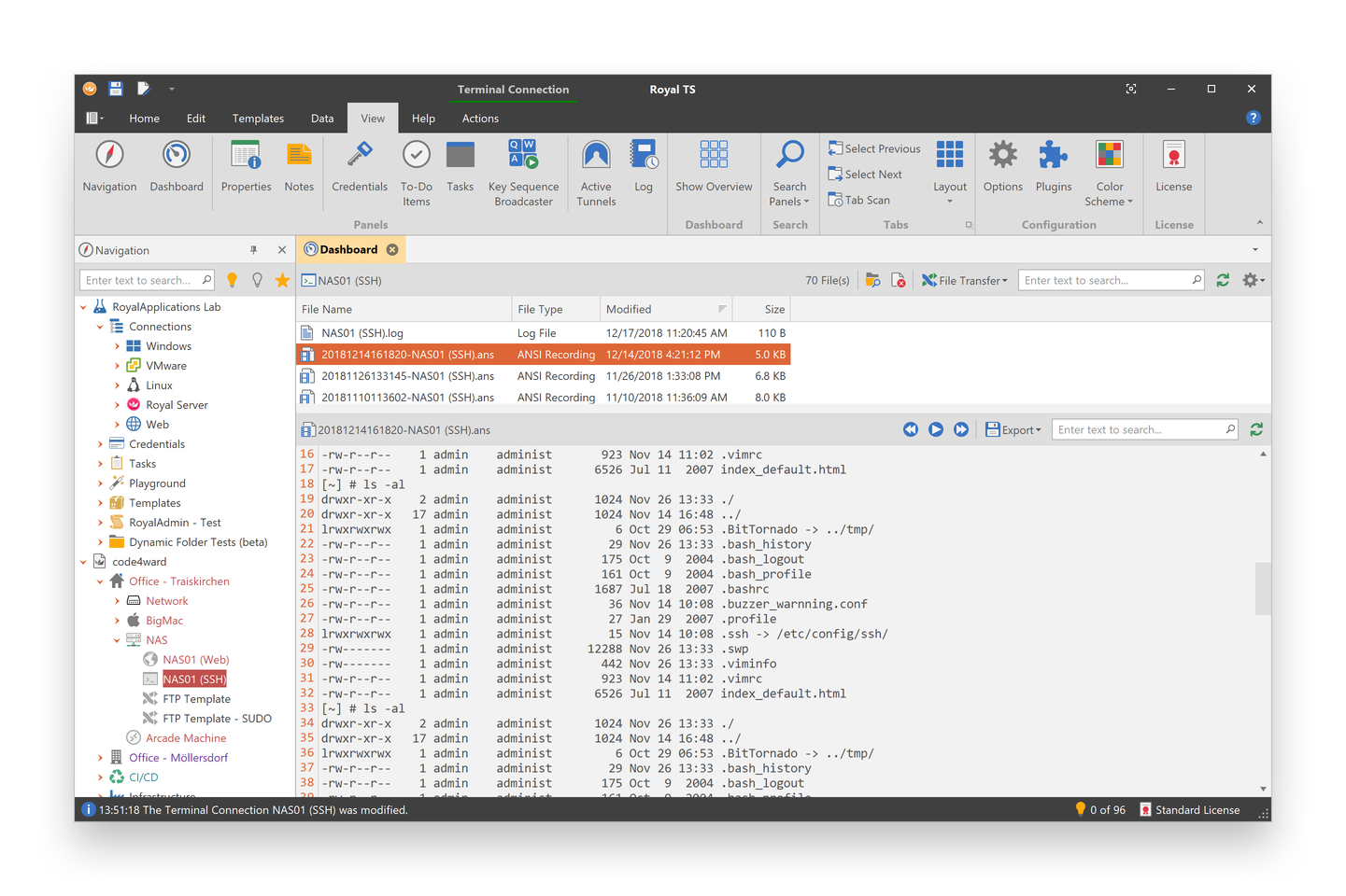 Terminal: Log Viewer Dashboard with ANSI Playback